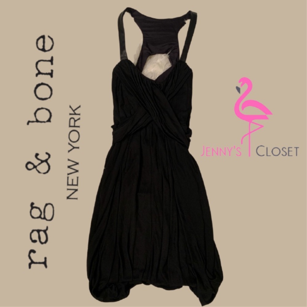 Rag & Bone, Size 2, Black Dress with Leather Straps
